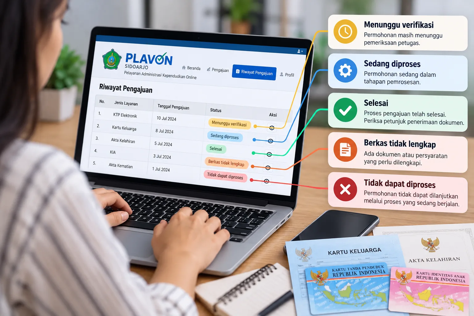Cara Cek Status Pengajuan PLAVON Dukcapil Sidoarjo: Arti 5 Status dan Langkahnya