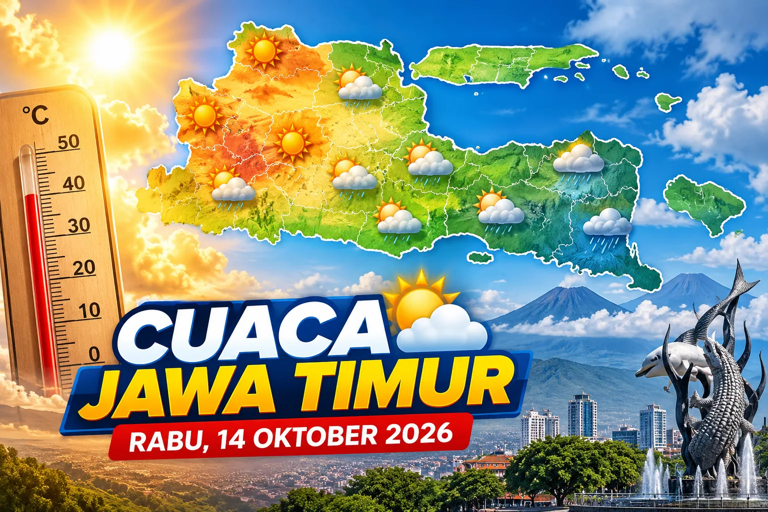 Prakiraan Cuaca Jatim Hari Ini, Pasuruan dan Kediri Berpotensi Capai 35 Derajat
